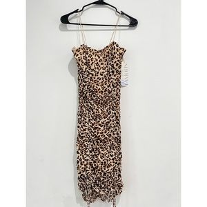 Leopard Mesh Ruched Tube Dress